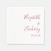 Serviette En Papier Mariage de script Magenta moderne (Devant)