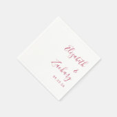 Serviette En Papier Mariage de script Magenta moderne (Coin)