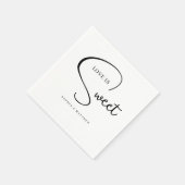 Serviette En Papier Mariage de script manuscrit noir et blanc (Coin)
