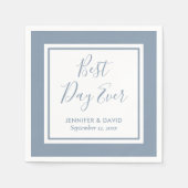 Serviette En Papier Mariage de script moderne bleu foncé (Devant)