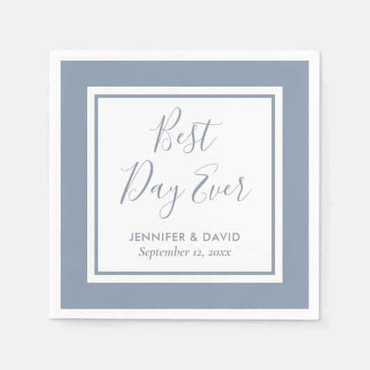 Serviette En Papier Mariage de script moderne bleu foncé (Devant)