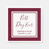 Serviette En Papier Mariage de script moderne de Bourgogne (Devant)