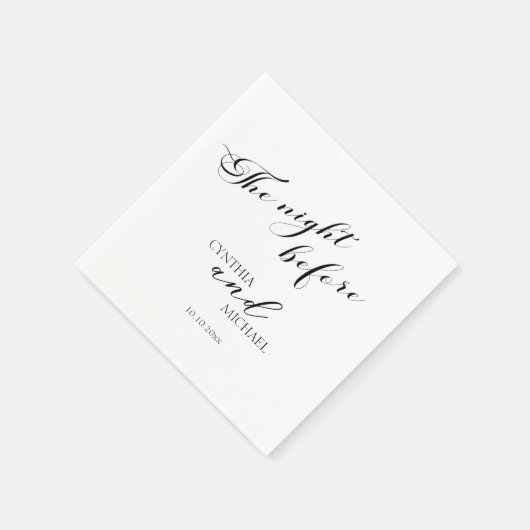 Serviette En Papier Mariage de script moderne "La nuit d'avant" (Coin)