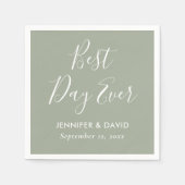 Serviette En Papier Mariage de script moderne Sage Green (Devant)