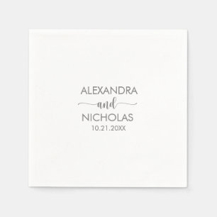 Serviette En Papier Mariage de script moderne Silver Grey