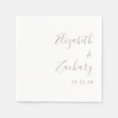 Serviette En Papier Mariage de script moderne Taupe (Devant)