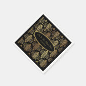 Serviette En Papier Mariage de script noir Gold Damask (Coin)