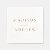 Serviette En Papier Mariage de script or élégant moderne (Devant)