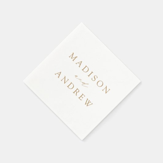Serviette En Papier Mariage de script or élégant moderne (Coin)