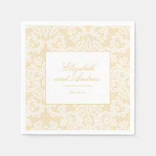 Serviette En Papier Mariage de script or et dentelle sophistiqué