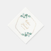 Serviette En Papier Mariage de script or Eucalyptus moderne (Coin)