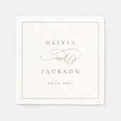 Serviette En Papier Mariage de script romantique simple or (Devant)