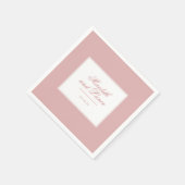 Serviette En Papier Mariage de script rose et blanc sophistiqué (Coin)
