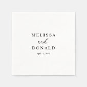 Serviette En Papier Mariage de script simple Black Modern (Devant)