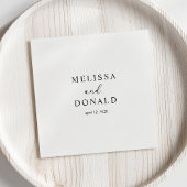 Serviette En Papier Mariage de script simple Black Modern