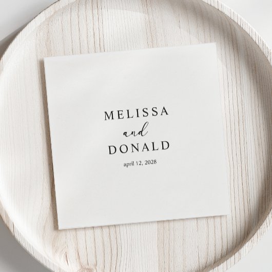 Serviette En Papier Mariage de script simple Black Modern