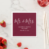 Serviette En Papier Mariage de script simple et moderne en Bourgogne (En situation)