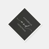 Serviette En Papier Mariage de script simple et noir moderne (Coin)