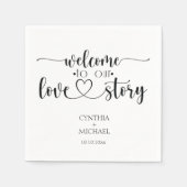 Serviette En Papier Mariage de script simple 'notre histoire d'amour' (Devant)