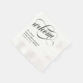 Serviette En Papier Mariage de script Tourbillonnant noir (Coin)