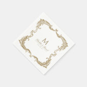 Serviette En Papier Mariage de script Vintage Gold (Coin)