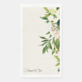 Serviette En Papier Mariage de scripts floraux à la crème élégante (Devant)