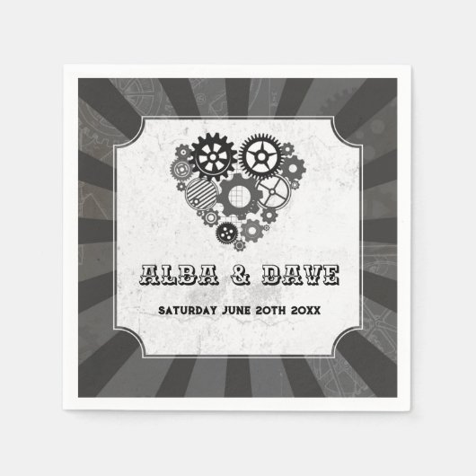 Serviette En Papier Mariage de serviettes Steampunk Coeurs Mariages Co (Devant)