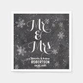 Serviette En Papier Mariage de snowflakes de snowflakes d'hiver modern (Devant)
