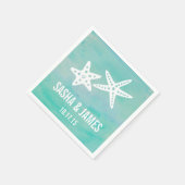 Serviette En Papier Mariage de Starfish Aqua Beach (Coin)