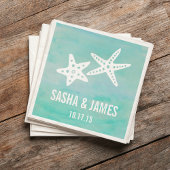 Serviette En Papier Mariage de Starfish Aqua Beach