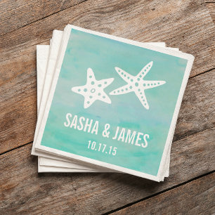 Serviette En Papier Mariage de Starfish Aqua Beach