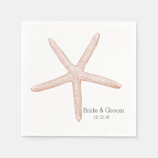 Serviette En Papier Mariage de Starfish Beach (Devant)