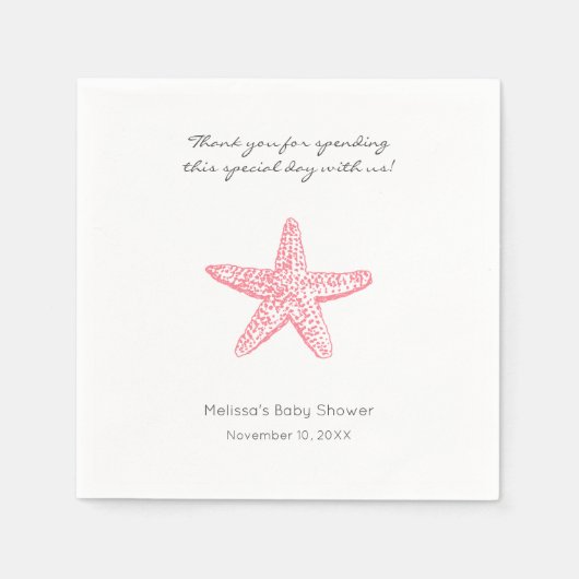 Serviette En Papier Mariage de Starfish rose ou serviettes de Baby sho (Devant)
