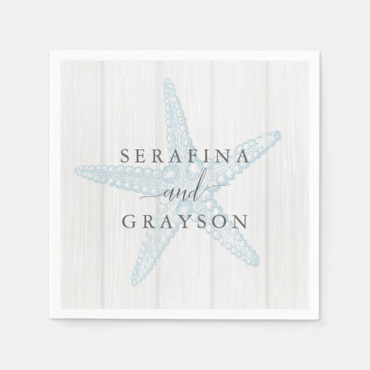 Serviette En Papier Mariage de Starfish Rustic Beach (Devant)