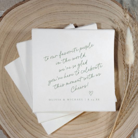 Serviette En Papier Mariage de style note d'amour écriture manuscrite