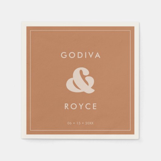 Serviette En Papier Mariage de sucre Brown rétro élégant (Devant)