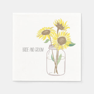 Serviette En Papier Mariage de Sunflowers Mason Jar