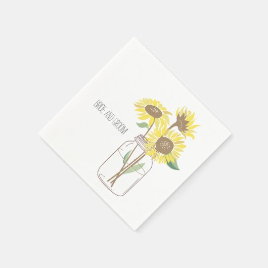 Serviette En Papier Mariage de Sunflowers Mason Jar (Coin)