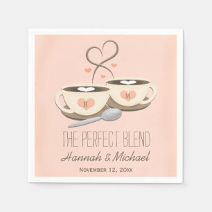 Serviette En Papier Mariage de tasses de café Coeur Monogramme