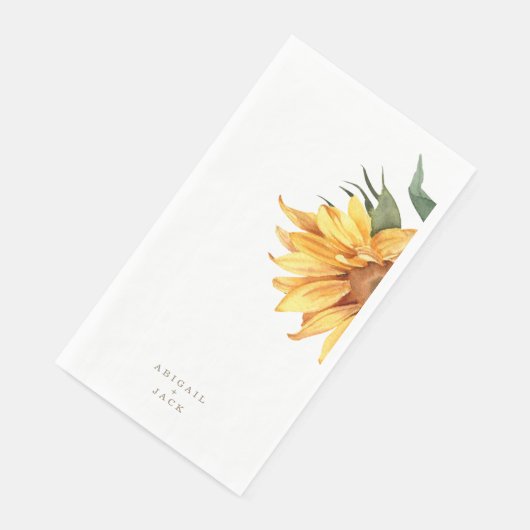Serviette En Papier Mariage de texte personnalisé Sunflower Gold (Coin)