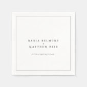 Serviette En Papier Mariage de texte vertical blanc gris minimal (Devant)