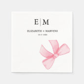 Serviette En Papier Mariage de thème Monogram Pink Blush Bow (Devant)