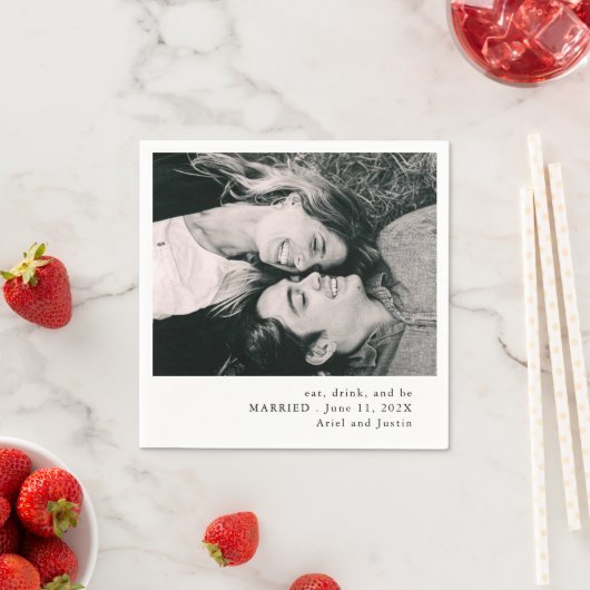 Serviette En Papier Mariage de thème photo simple (En situation)