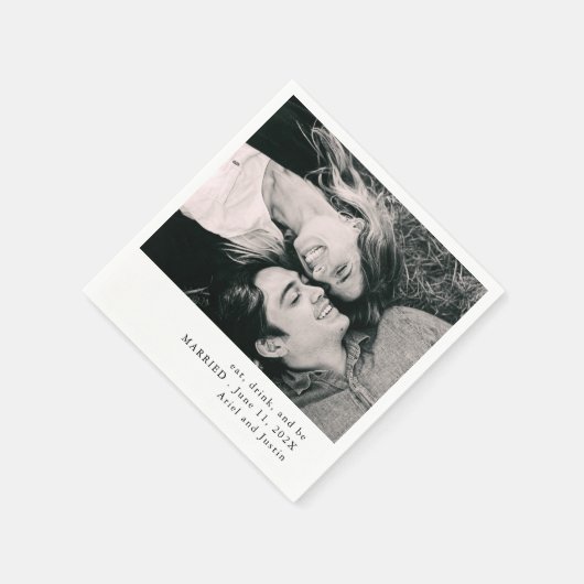 Serviette En Papier Mariage de thème photo simple (Coin)