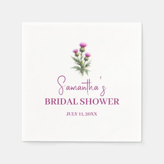 Serviette En Papier Mariage de Thistle Écossais Fleur Violet (Devant)