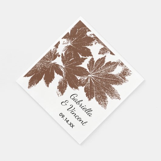 Serviette En Papier Mariage de timbre de feuille d'érable Brown (Coin)