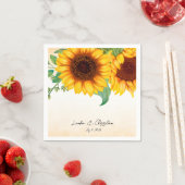 Serviette En Papier Mariage de tournesol aquarelle (En situation)