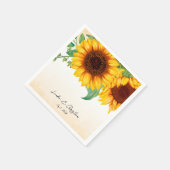 Serviette En Papier Mariage de tournesol aquarelle (Coin)