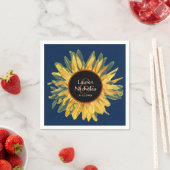 Serviette En Papier Mariage de tournesol bleu rustique personnalisé se (En situation)