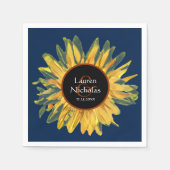 Serviette En Papier Mariage de tournesol bleu rustique personnalisé se (Devant)
